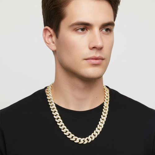 Gold Plated 9.5mm Miami Curb CZ Chain