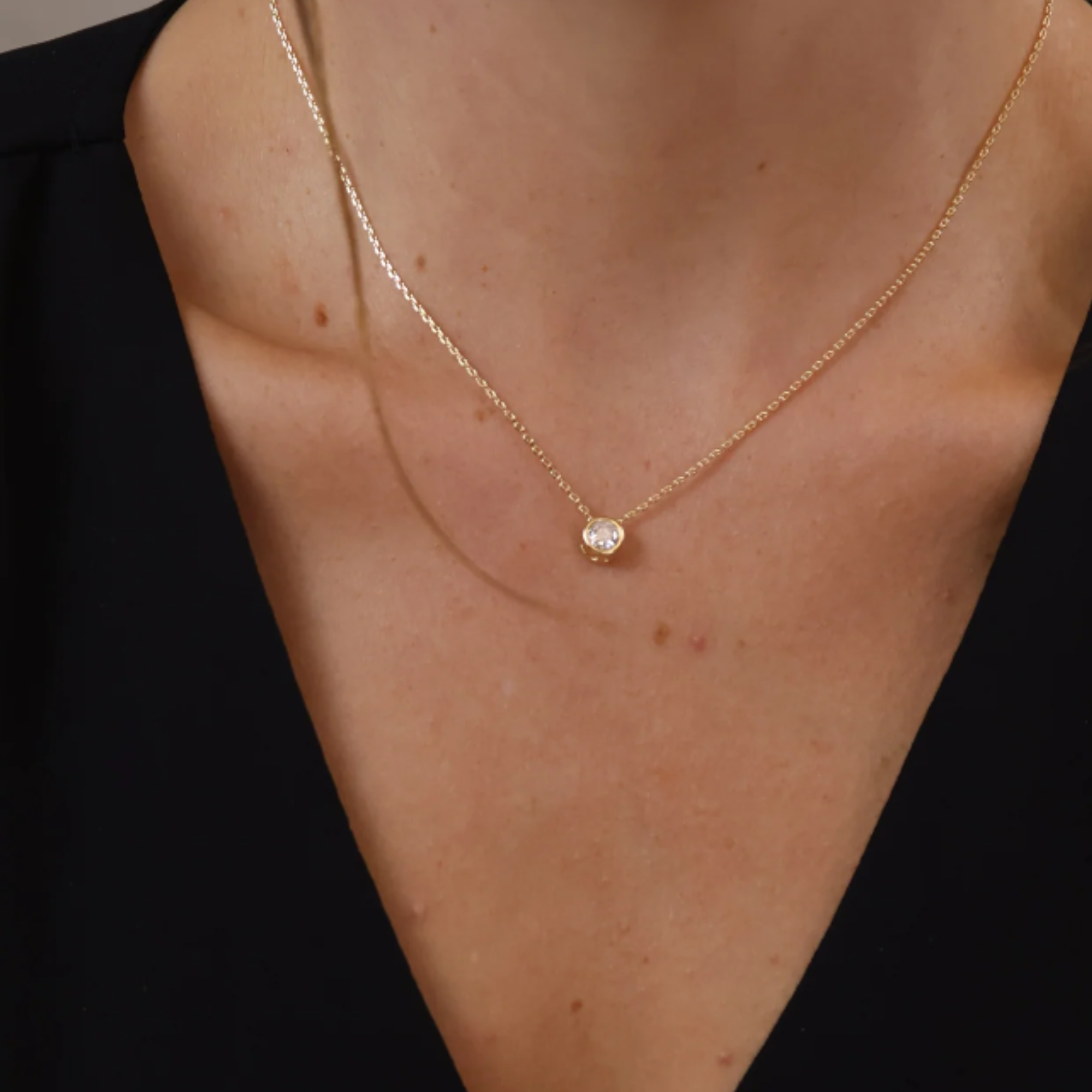Dainty Gold-Filled Solitaire Necklace